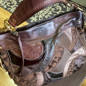 Coach Mosaic Leather Patchwork Hobo Shoulder Bag